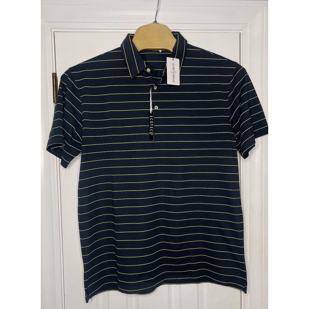 Short Par 4 The Club House Mens Golf Performance‎ Polo Blue Green XL New